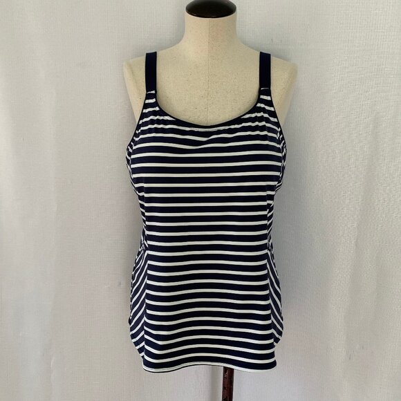 LANDS END Striped Swimsuit Tankini Top - Picture 1 of 6